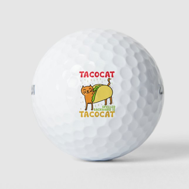 Balles De Golf Tacocat épelé à l'envers Tacos Chats Cinco De Mayo (Devant)
