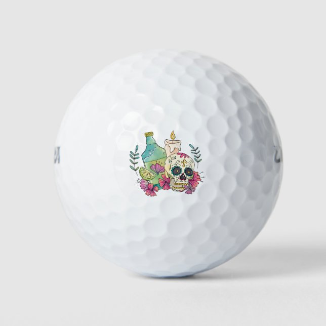 Balles De Golf Tequila Sugar Skull (Devant)