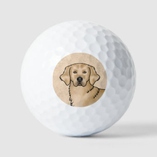 Balles De Golf Tête de chien caricaturale jaune doré