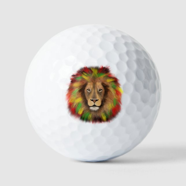Balles De Golf Tête de lion Rasta rouge jaune vert dessin Jamaïqu (Recto)