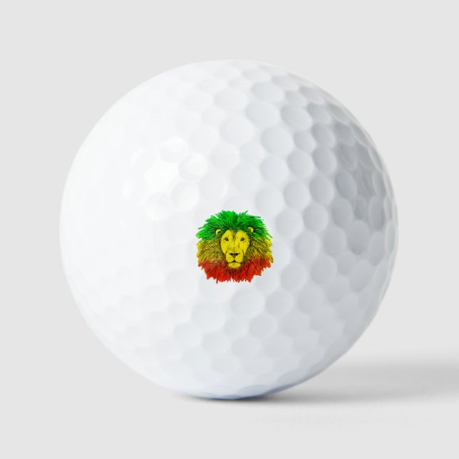 Balles De Golf Tête de lion Rasta rouge jaune vert dessin Jamaïqu (Recto)