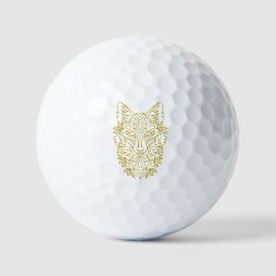 Balles De Golf Tête de loup en or