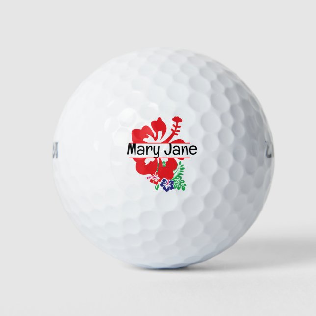 Balles De Golf Thème Hawaii avec fleur d'Hibiscus (Devant)