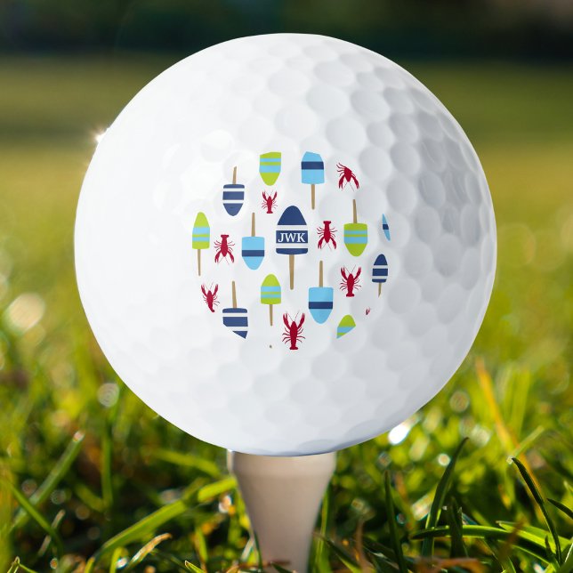 Balles De Golf Thème nautique avec bouée et homard monogrammés (Créateur téléchargé)
