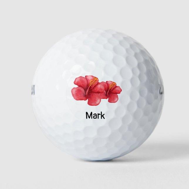 Balles De Golf Thème Plage Hibiscus Hawaii Flower Golf Balls (Devant)