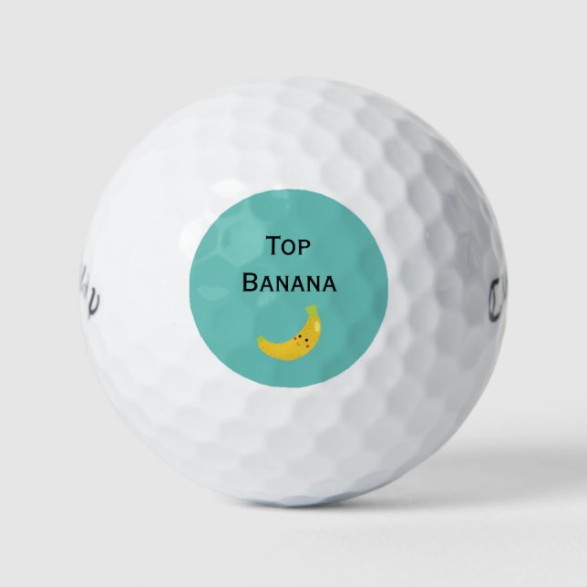 Balles De Golf Top Banana Smiling Emoji Custom Text (Devant)