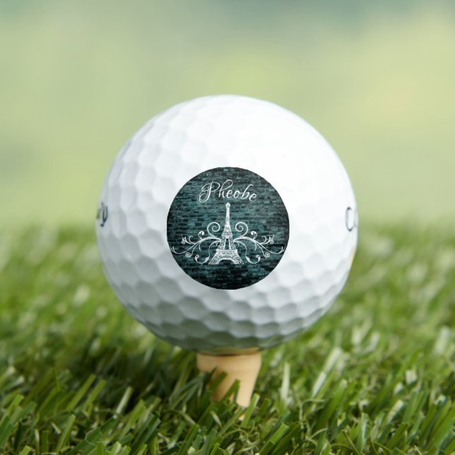 Balles De Golf Tour Eiffel turquoise Grunge Golf Balls (T-shirt Insitu)