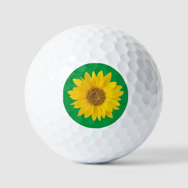 Balles De Golf Tournesol jaune sur Vert clair (Recto)