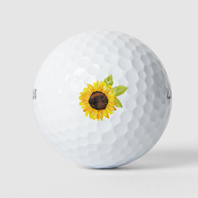 Balles De Golf Tournesol Peint À La Main (Devant)