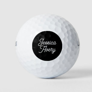 Balles De Golf Tout nom   Script Vintage modifié sur noir