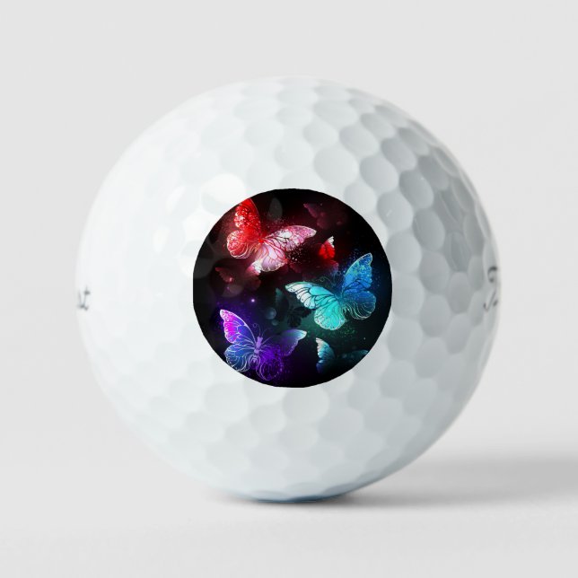 Balles De Golf Trois papillons brillants sur l'arrière - plan de  (Recto)