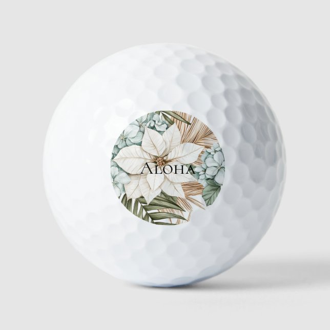 Balles De Golf Tropical Blue White Flowers Wedding (Recto)