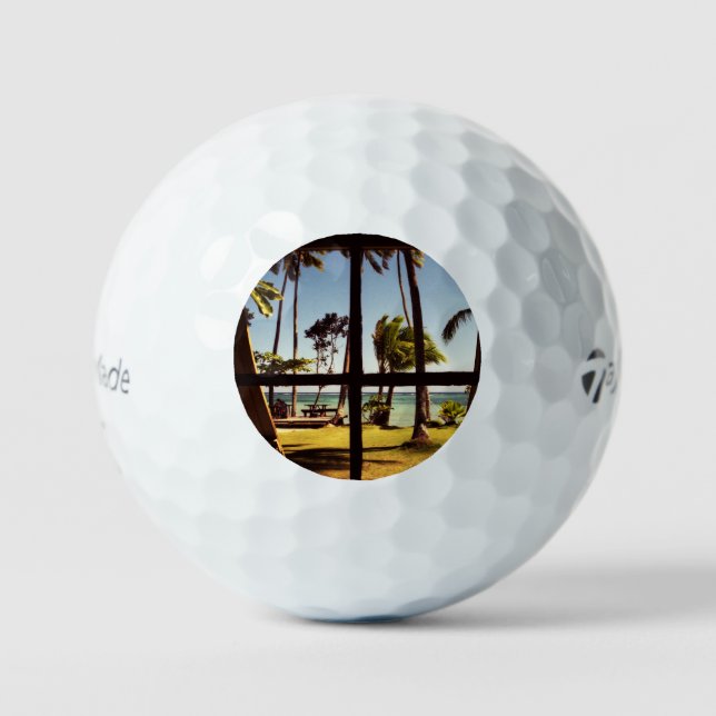 Balles De Golf Tropical Fiji Beach Scene tmtp5 gbcna (Recto)