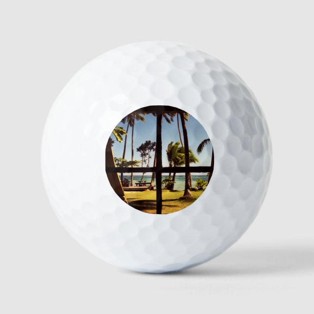 Balles De Golf Tropical Fiji Beach Scene va gbcna (Recto)