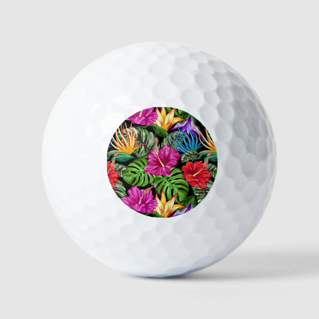 Balles De Golf Tropical Floral Motif d'humeur estivale (Recto)