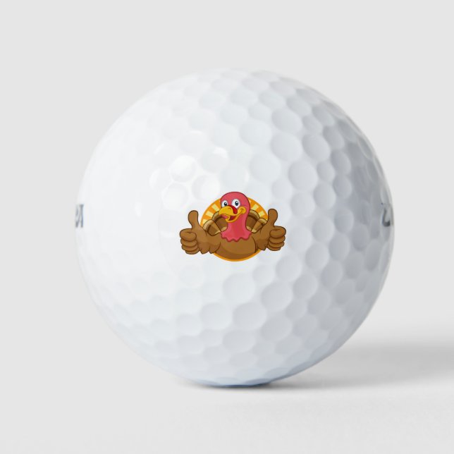 Balles De Golf Turkey Thanksgiving ou Christmas Cartoon Character (Devant)