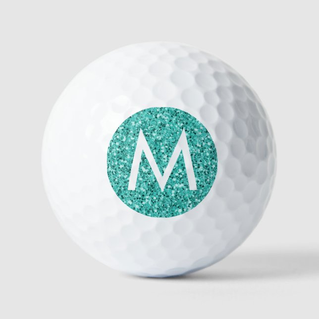 Balles De Golf Turquoise bleu turquoise personnalisé initial (Recto)