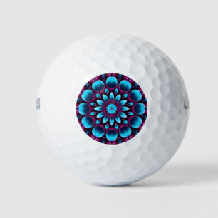 Balles De Golf Tuyaux violets Vintage bleu fractal Kaleidoscope