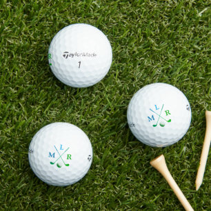 Balles De Golf Typographie Blue Green Initiales Monogramme