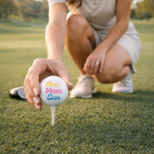 Balles De Golf Typographie Rétro Simple Colorée 'Meilleure Maman