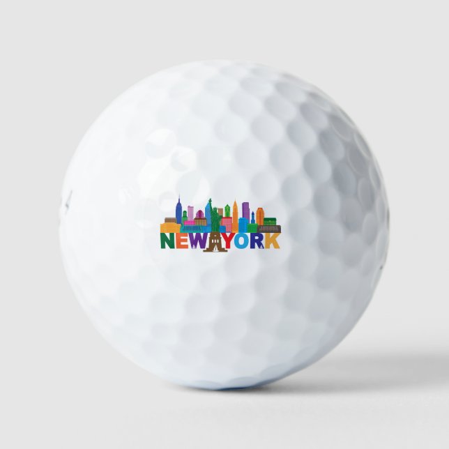 Balles De Golf Typographie Skyline de New York (Devant)