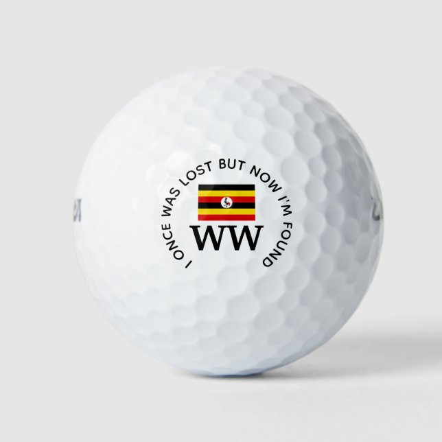 Balles De Golf UGANDA Custom MONOGRAM Christian Perdu trouvé (Devant)