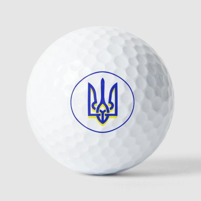 Balles De Golf Ukraine Bleu Jaune Trident (Recto)