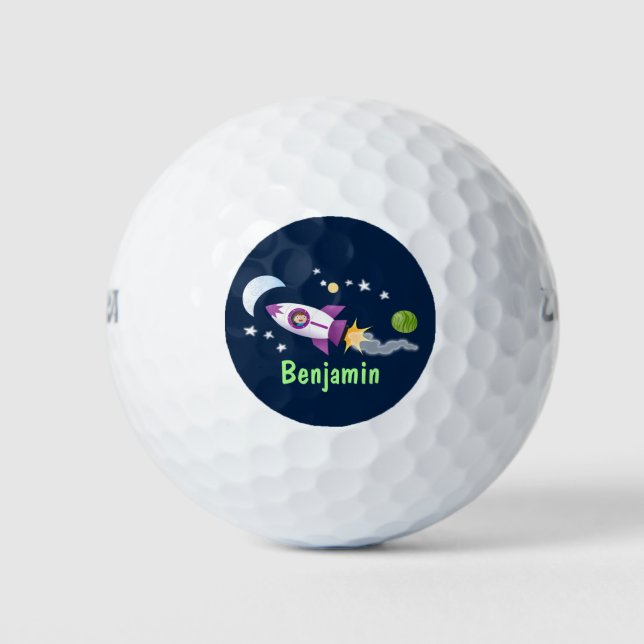 Balles De Golf Un adorable vaisseau-fusée dans l'espace dessin an (Devant)
