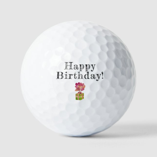 Balles De Golf un cadeau vert avec des ballons d'aquarelle illust (Recto)