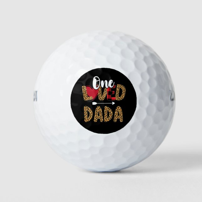 Balles De Golf Un Dada Loved Leopard Buffalo Plaid Valentines (Devant)