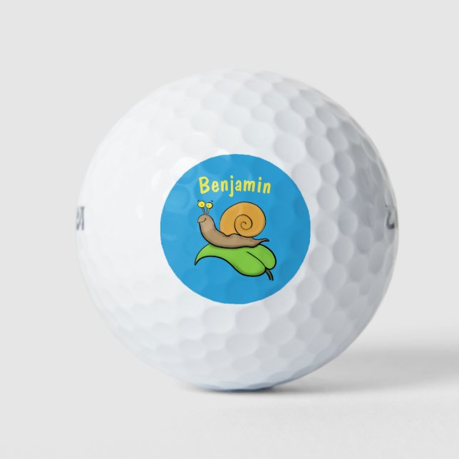 Balles De Golf Un mignon escargot heureux sur une illustration d' (Devant)
