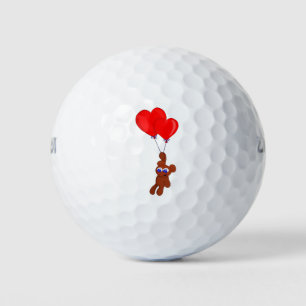 Balles De Golf Un Ours En Teddy Tenant Des Ballons En Forme De Co
