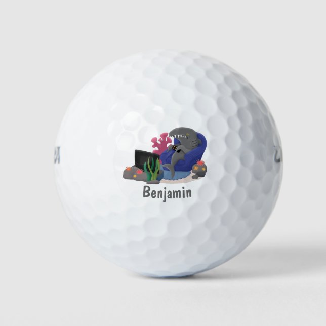 Balles De Golf Un requin drôle en regardant la bande dessinée de  (Devant)