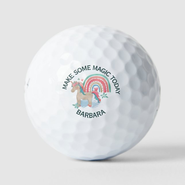 Balles De Golf Unicorn Faire Magie Personnaliser le nom (Devant)