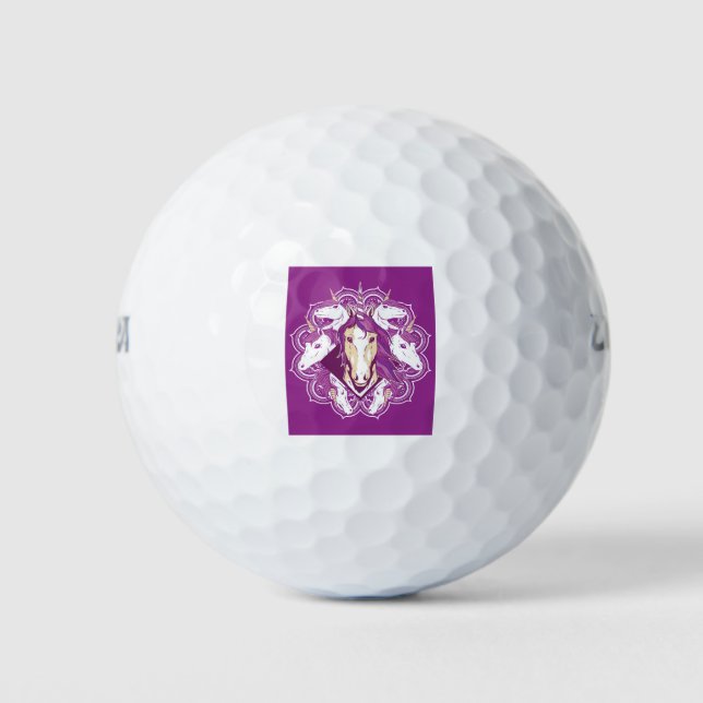 Balles De Golf Unicorne pourpre Mandala (Devant)