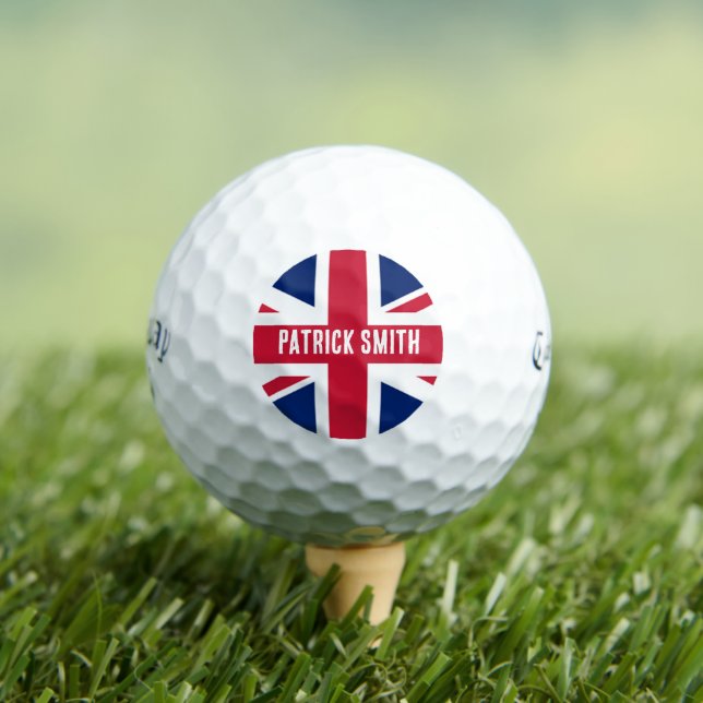 Balles de Golf Union Jack - Nom Monogramme Drapeau (T-shirt Insitu)