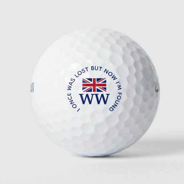 Balles De Golf UNION JACK UK Custom Christian perdu MONOGRAM trou (Devant)