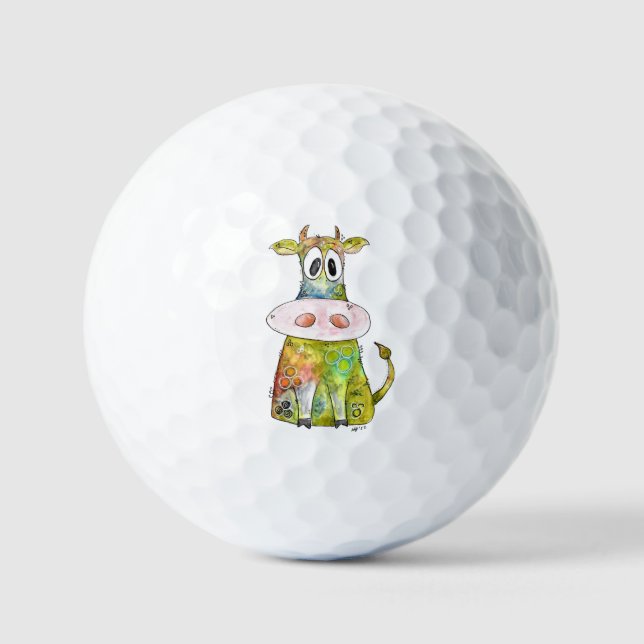 Balles De Golf Vache blanche couleur blanc mignon (Recto)