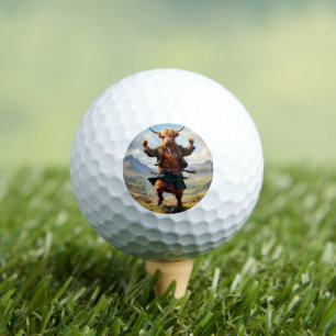 Balles De Golf Vache des Highlands dansant le Highland Fling,