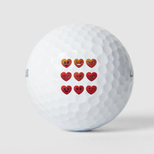 Balles De Golf Valentines Jour Silly Visages Coeurs Drôle