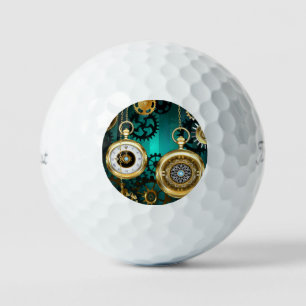 Balles De Golf Veille bijoux Steampunk sur un Arrière - plan vert