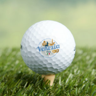 Balles De Golf Venise avec gondolier Italie carnaval vintage