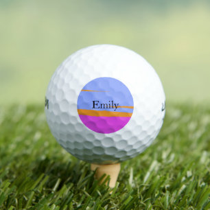 Balles De Golf Vibrant rose orange bleu clair Nom personnalisé