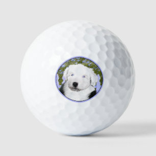 Balles De Golf Vieux anglais Sheepdog Puppy Peinture - Chien Art