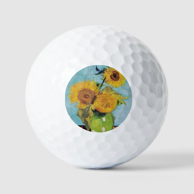 Balles De Golf Vincent Van Gogh - Trois tournesols dans un vase (Recto)