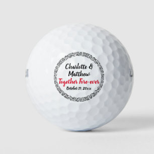 Balles De Golf Vintage Défilement Élégant Noir Blanc Mariage Favo