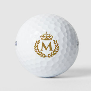 Balles De Golf Vintage Royal King Golden Crown Nom initial Noir