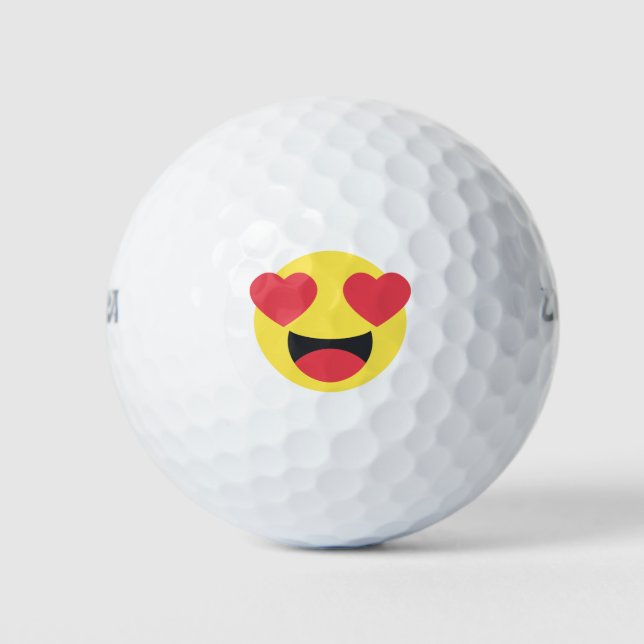 Balles De Golf Visage des yeux du coeur Emoji (Devant)