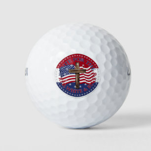 Balles De Golf Votez pour le drapeau à croix rouge, blanc et bleu