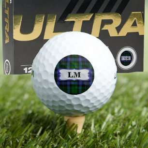 Balles De Golf Wallace Tartan Blue & Green Monogram Initiales